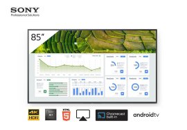 Display profesional 85" Sony Bravia, FW-85BZ30L, 440cd, 24/7, Landscape/Portrait, Apple AirPlay/Chromecast încorporat